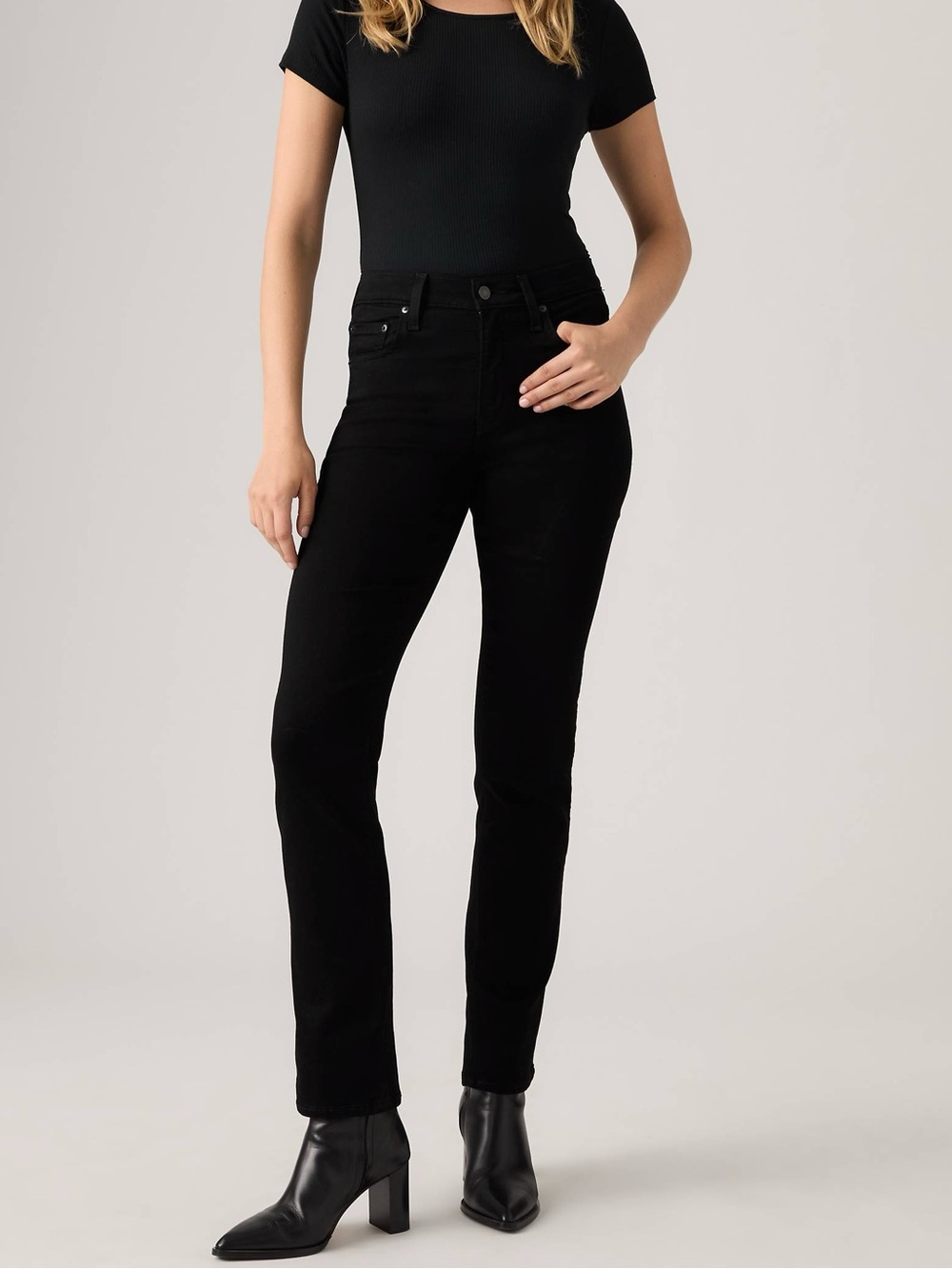 Levi’s 724 High Rise Straight Leg Jeans Black High Waist Denim Everyday Casual